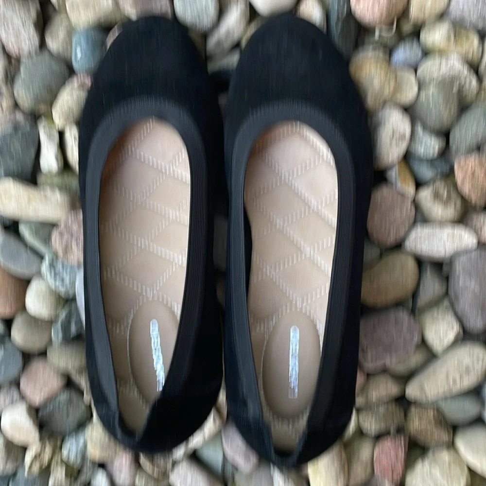 Lands' End Black Suede Wedge Slip-On‎ Shoes